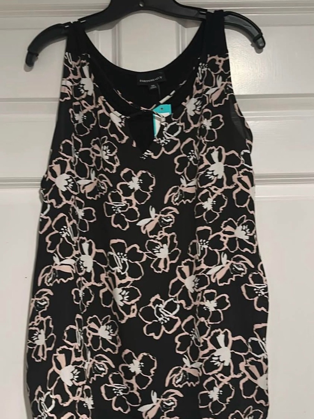 STITCH FIX | Fortune & ivy Black Camisole Top with Pink and White Floral Print
